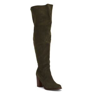 LOGAN Olive Suede Wide Calf Tall Shaft Boots